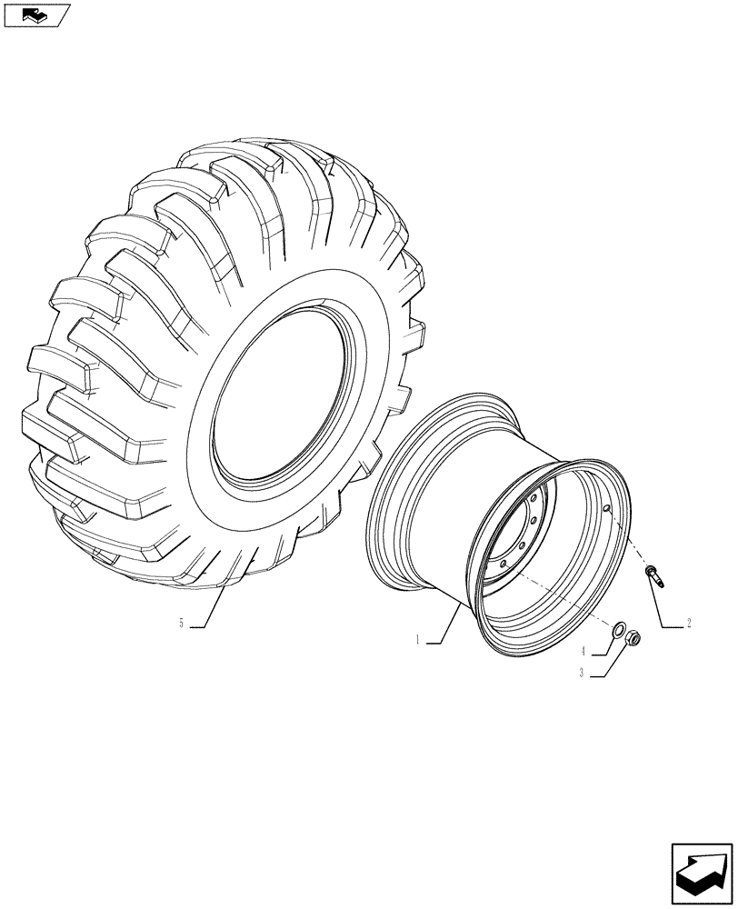 Схема запчастей Case 580SN WT - (44.520.01) - VAR - 8392564 - WHEELS, REAR - TIRES (44) - WHEELS