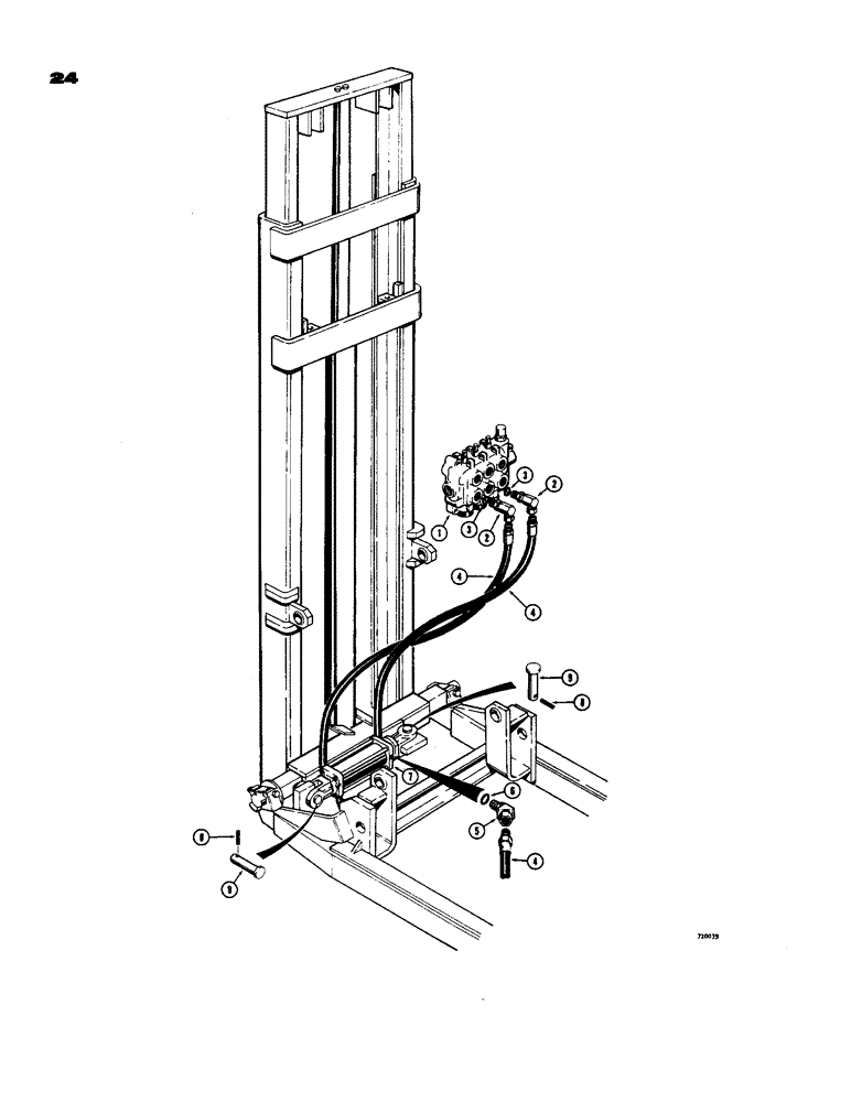 Схема запчастей Case 585 - (24) - SIDE SHIFTER AND RELATED PARTS, USED WITH 4000 LB. CAPACITY MAST (35) - HYDRAULIC SYSTEMS