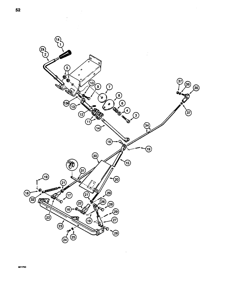 Схема запчастей Case 480LL - (052) - THROTTLE CONTROL LINKAGE (10) - ENGINE