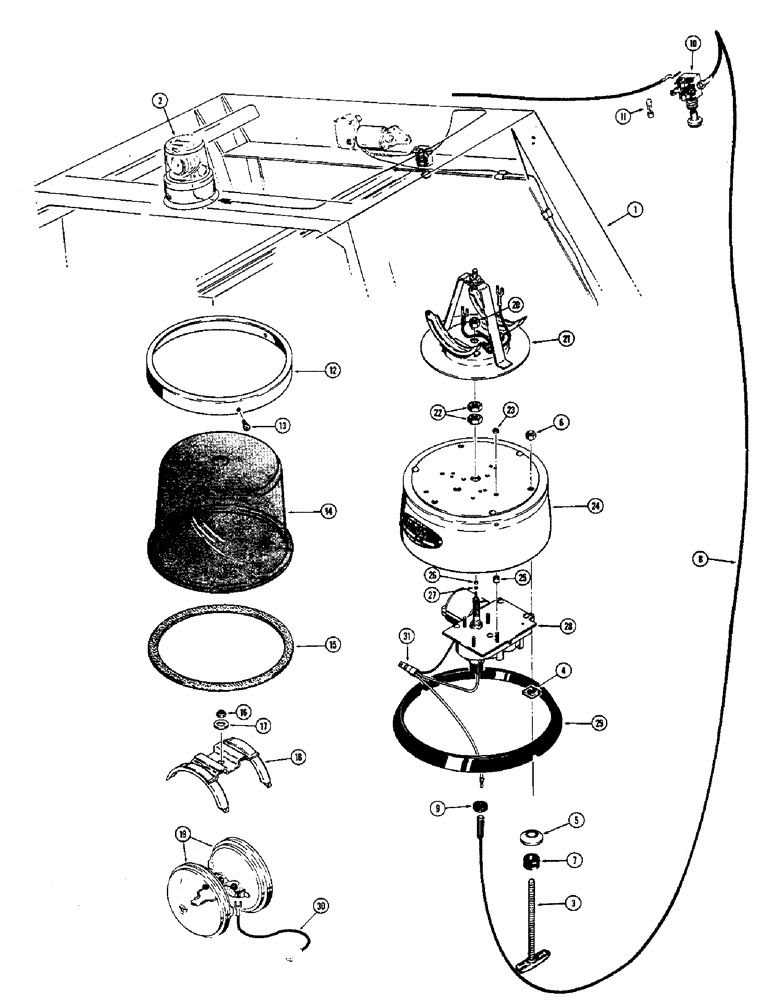 Схема запчастей Case 580B - (258) - ROTATING BEACON (09) - CHASSIS/ATTACHMENTS