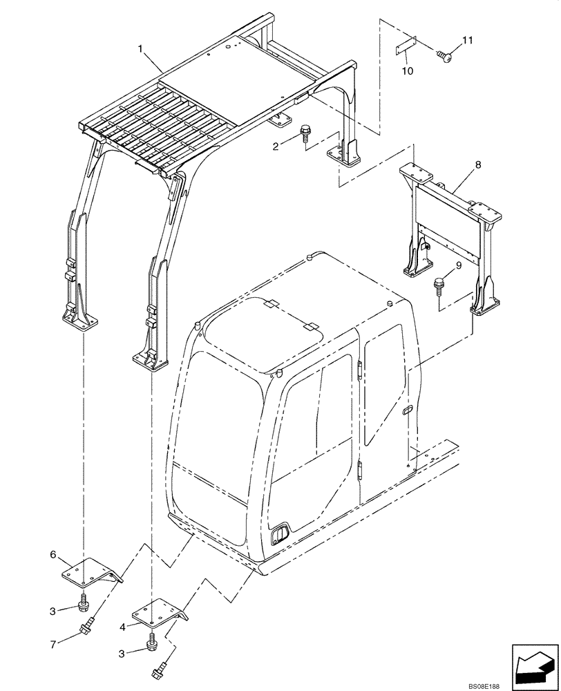 Схема запчастей Case CX700B - (09-33B) - CAB HEAD GUARD (09) - CHASSIS