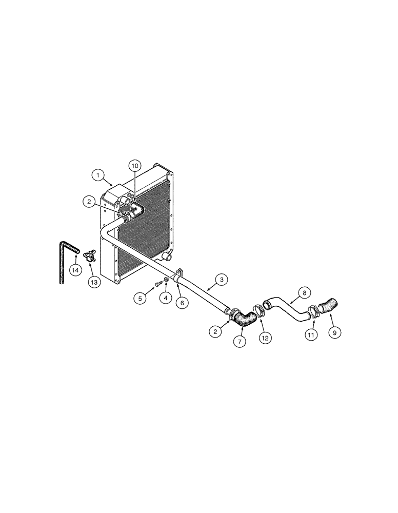 Схема запчастей Case 845 DHP - (02-08[01]) - COOLING SYSTEM - TUBING (02) - ENGINE