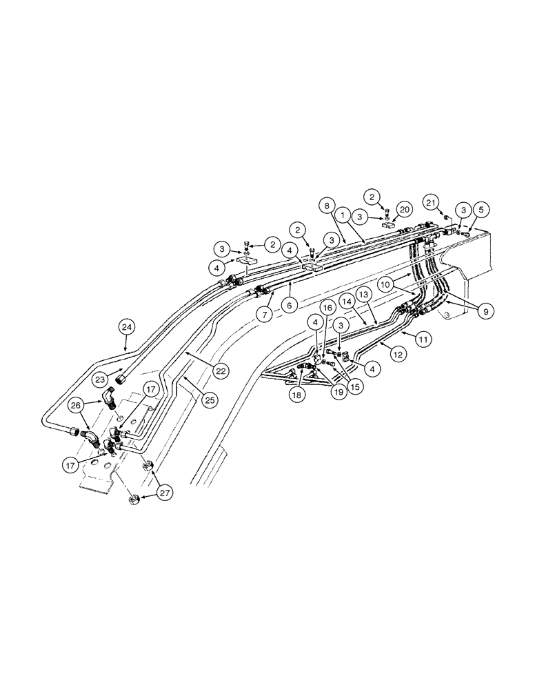 Схема запчастей Case 885 - (08-016[01]) - BLADE HYDRAULIC CIRCUIT - SIDE SHIFT AND TILT (08) - HYDRAULICS