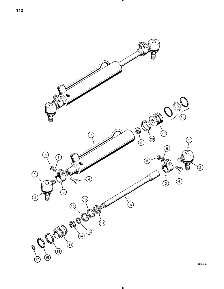 Схема запчастей Case 584C - (112) - D84800 STEERING CYLINDERS, WITH DOUBLE GROOVE PISTON (41) - STEERING