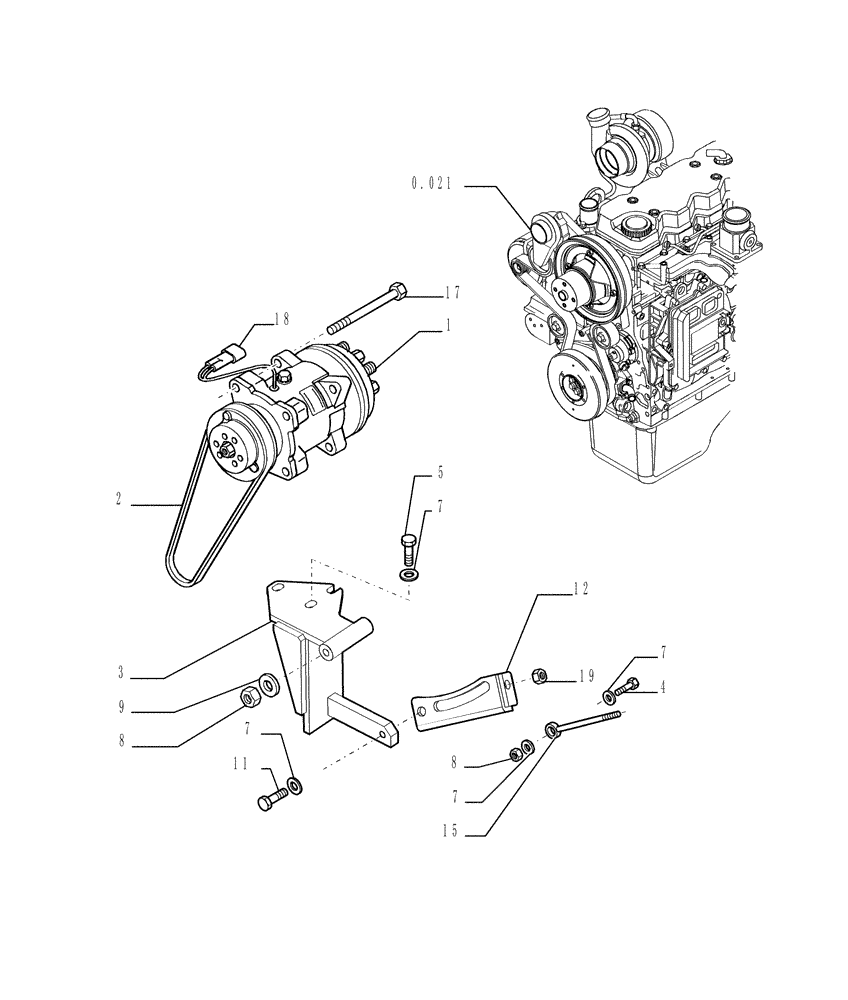 Схема запчастей Case 1850K - (9.653[03]) - AIR CONDITIONING - COMPRESSOR - OPTIONAL CODE 784110271 (19) - OPTIONS