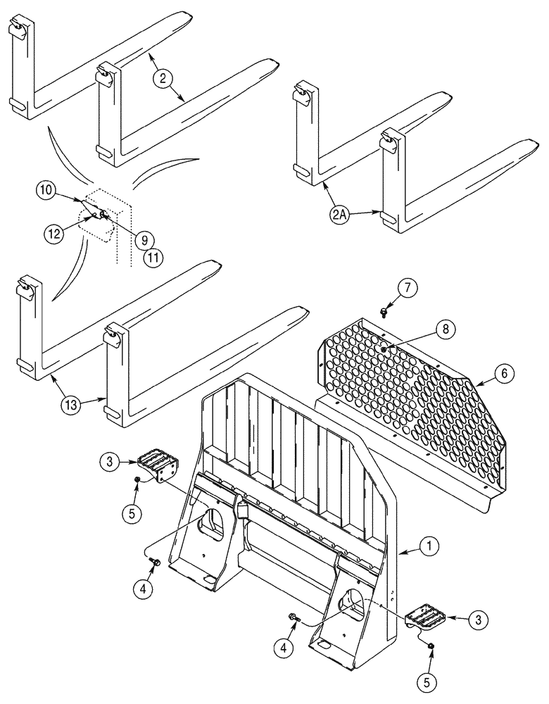 Схема запчастей Case 75XT - (09-08) - PALLET FORK (09) - CHASSIS