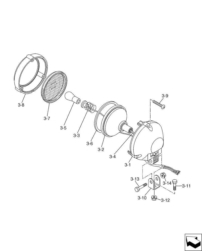 Схема запчастей Case CX17B - (03-012[02]) - LIGHT ASSY (55) - ELECTRICAL SYSTEMS