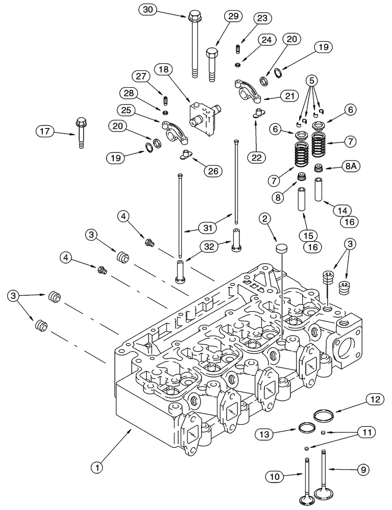 Схема запчастей Case 95XT - (02-24) - CYLINDER HEAD VALVE MECHANISM, 4T-390 EMISSIONS CERTIFIED ENGINE (NORTH AMERICA JAF0237964-) (02) - ENGINE