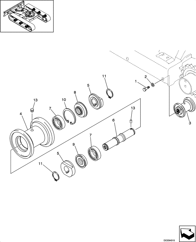 Схема запчастей Case CX25 - (05-07[00]) - TRACK - ROLLER ASSY (11) - TRACKS/STEERING