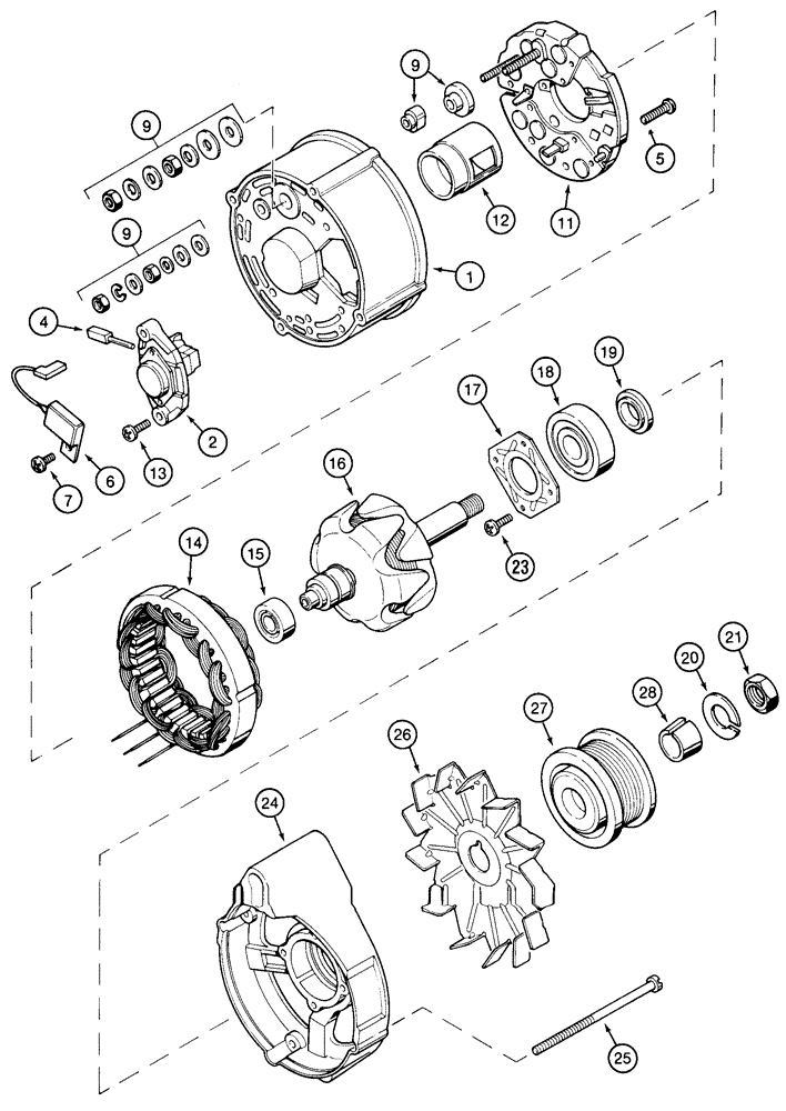 Схема запчастей Case 95XT - (04-02) - ALTERNATOR ASSEMBLY (04) - ELECTRICAL SYSTEMS