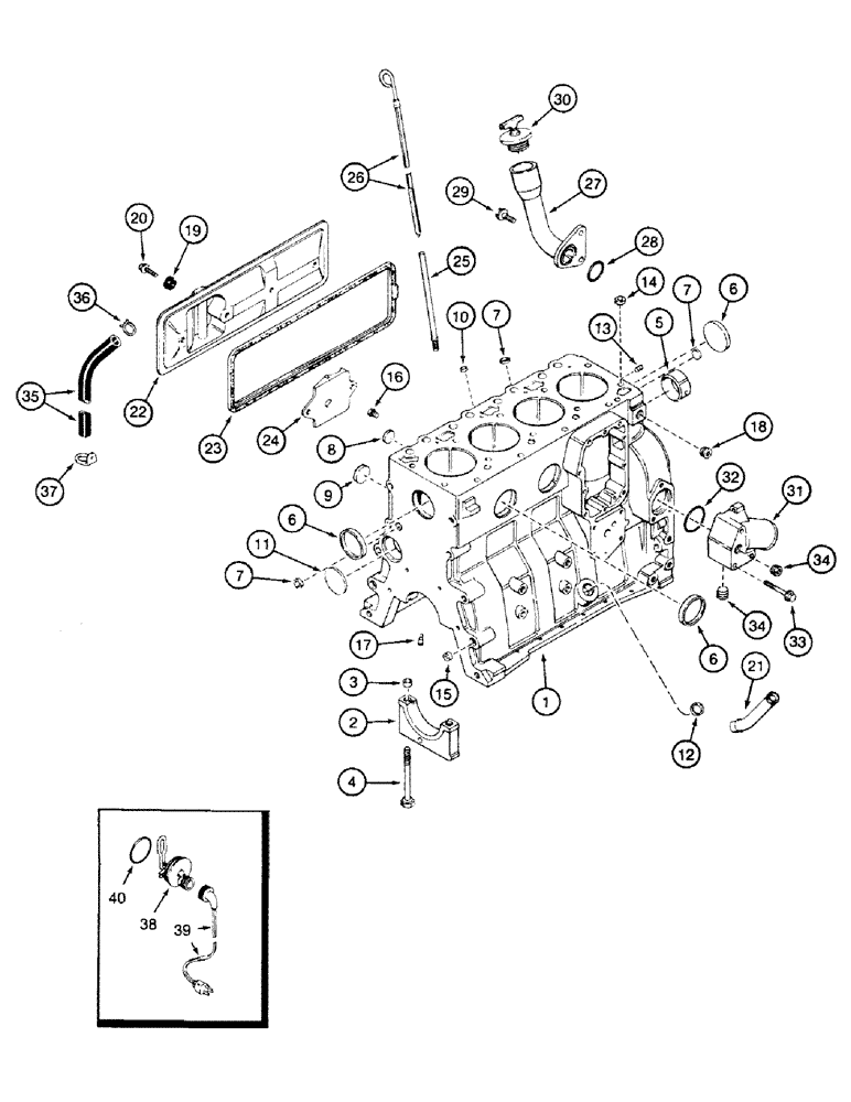 Схема запчастей Case 580SK - (2-52) - CYLINDER BLOCK, 4T-390 ENGINE (02) - ENGINE