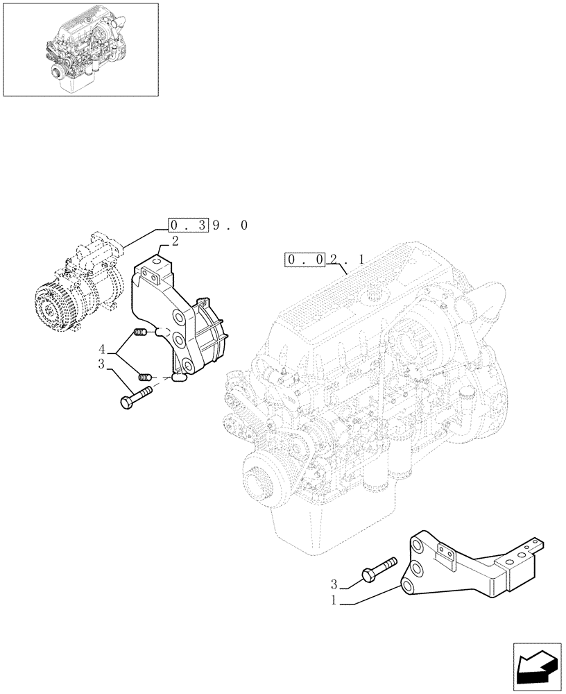 Схема запчастей Case F3AE0684E B002 - (0.42.93[01]) - MOTOR INTERFACE PARTS (504032828) 