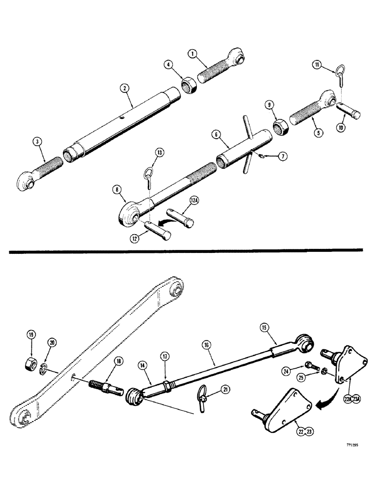 Схема запчастей Case 380CK - (060) - TOP LINK AND STABILIZER BARS, TOP LINK 