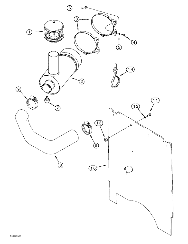 Схема запчастей Case 590L - (2-06) - AIR CLEANER AND AIR INTAKE PARTS (02) - ENGINE