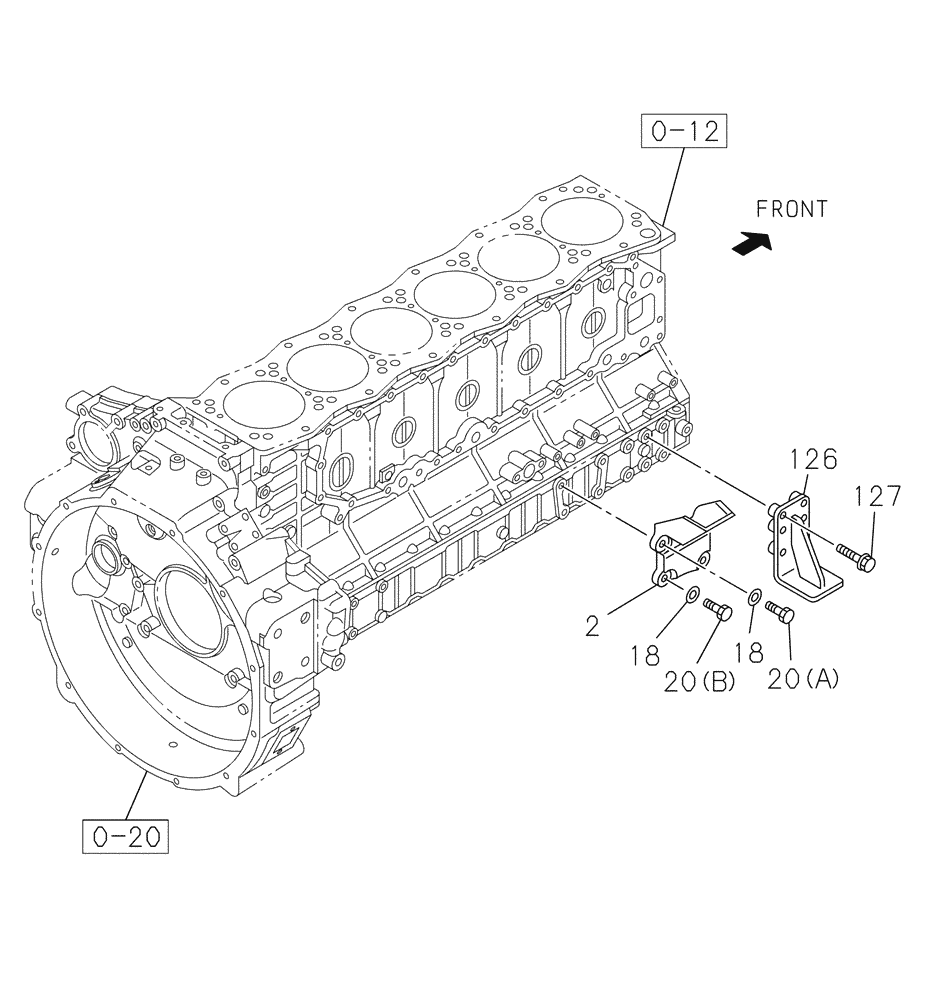 Схема запчастей Case CX470C - (02-022-01[01]) - ENGINE MOUNTING (01) - ENGINE