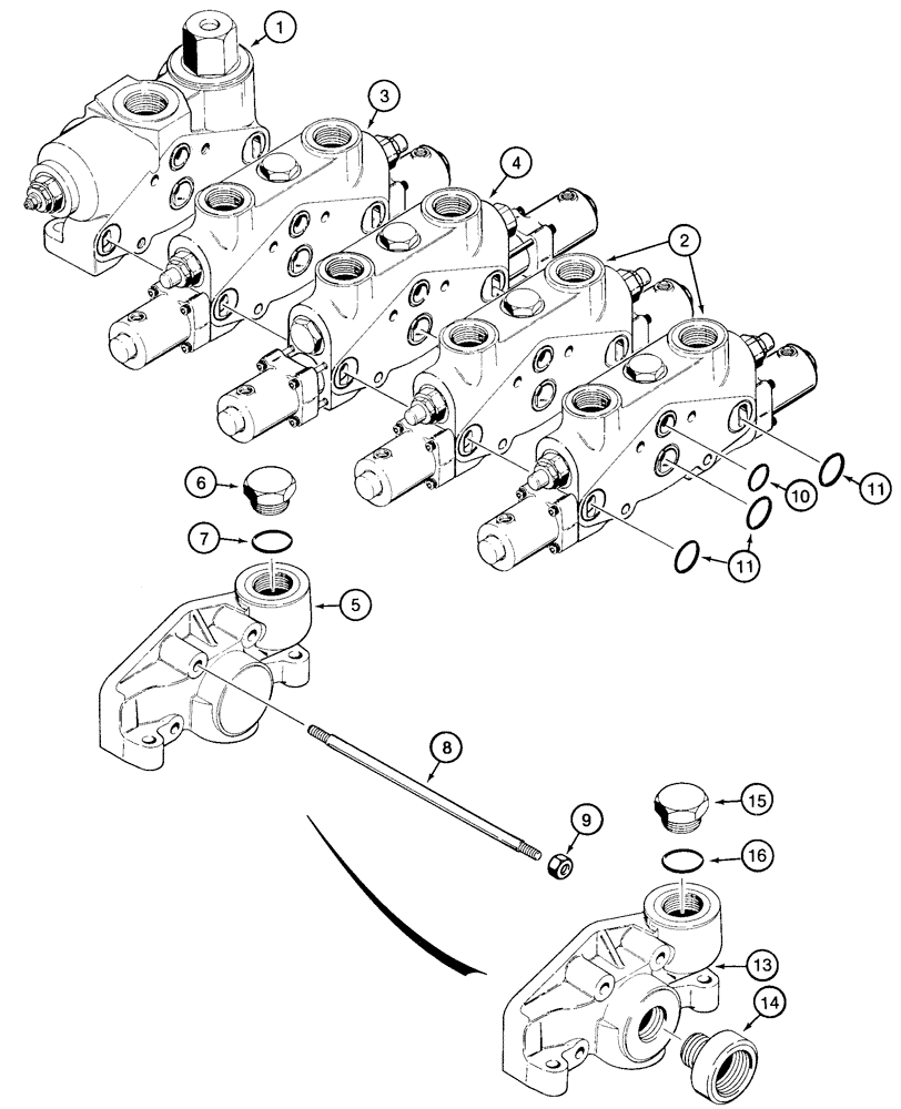 Схема запчастей Case 721C - (08-22) - VALVE ASSY - LOADER CONTROL, FOUR SPOOL (Z BAR AND XR) (08) - HYDRAULICS