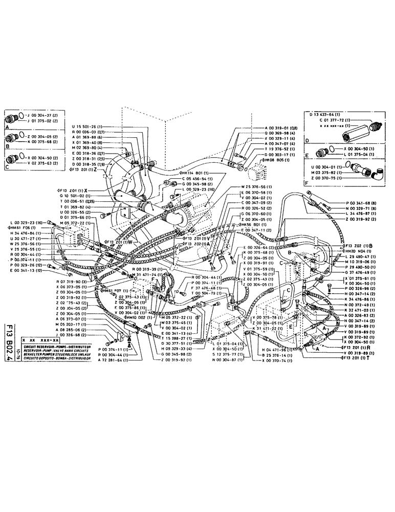 Схема запчастей Case RC200 - (045) - RESERVOIR-PUMP-VALVE-BANK CIRCUITS 