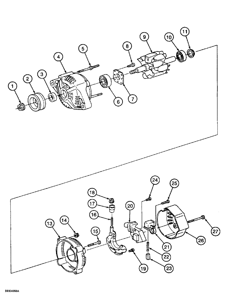 Схема запчастей Case 560 - (4-07A) - ALTERNATOR ASSEMBLY - 370083A1, KUBOTA V2203IDI ENGINE, P.I.N. JAF0295741 AND AFTER (04) - ELECTRICAL SYSTEMS