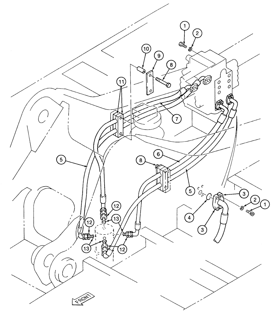 Схема запчастей Case 9050 - (6-14) - TRACK DRIVE HYDRAULIC CIRCUIT, CONTROL VALVE TO HYDRAULIC SWIVEL (06) - POWER TRAIN