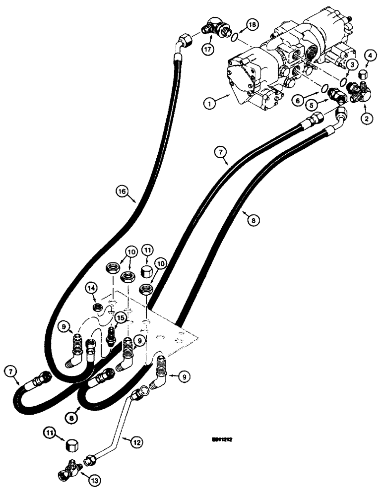 Схема запчастей Case 660 - (8-012) - BASIC HYDRAULIC CIRCUIT, REAR BULKHEAD PLATE SUPPLY AND RETURN LINES (08) - HYDRAULICS