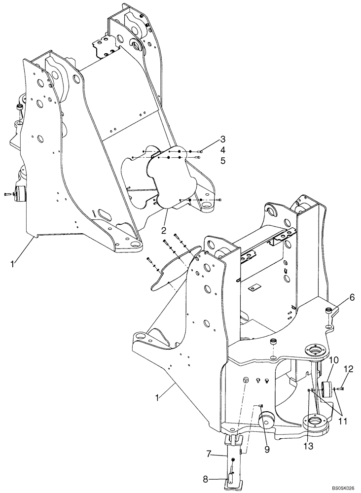 Схема запчастей Case 521D - (09-27B) - FRAME, FRONT (XT LOADER) - IF USED (09) - CHASSIS