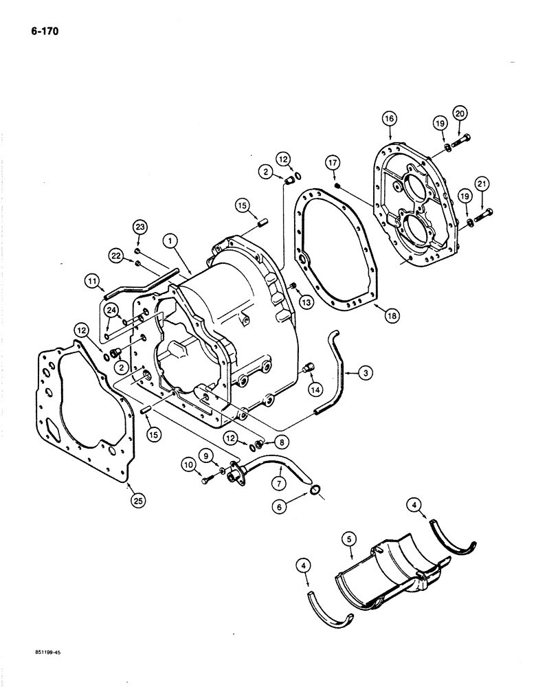 Схема запчастей Case 780C - (6-170) - TRANSMISSION HOUSING, REAR COVER, AND TUBES (06) - POWER TRAIN