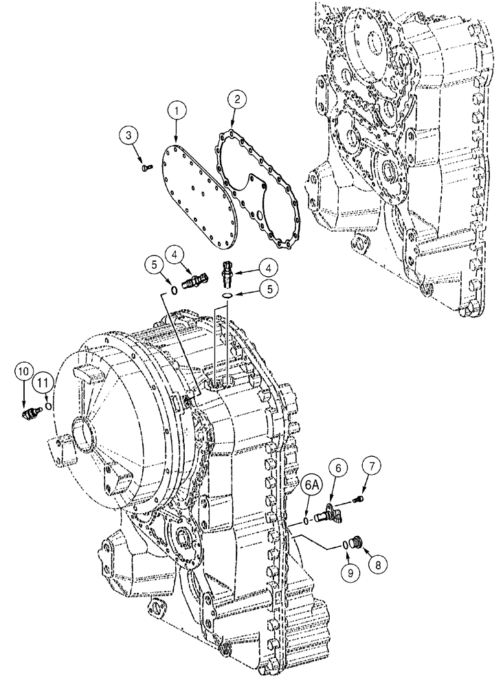 Схема запчастей Case 621D - (06-20) - TRANSMISSION - SENSOR, SPEED AND PUMP COVER (06) - POWER TRAIN