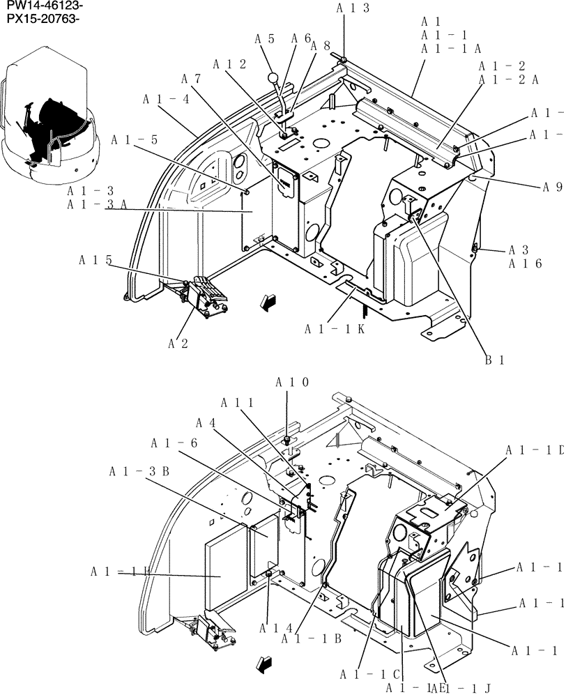 Схема запчастей Case CX36B - (137-72[1]) - STAND ASSEMBLY,CONTROL(CAB, ANAGLE DOZER) (05) - SUPERSTRUCTURE