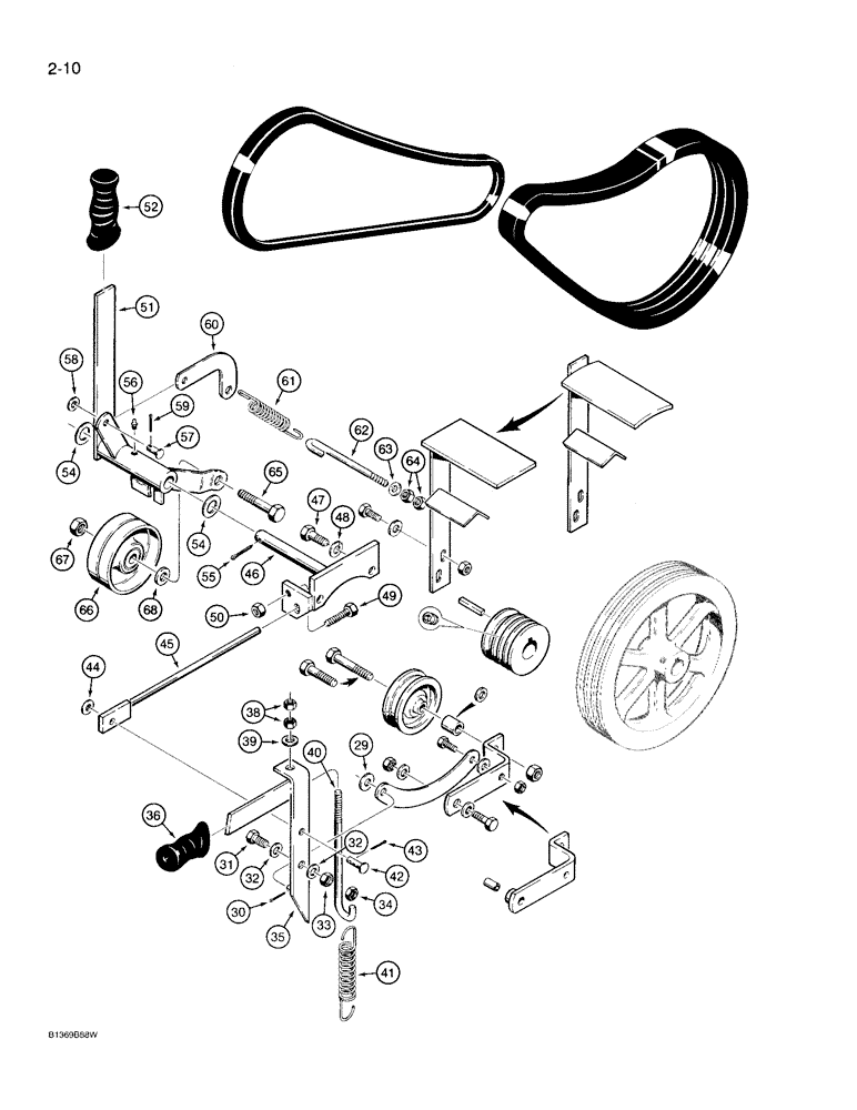 Схема запчастей Case TL100 - (2-10) - ENGINE SHEAVE, BELTS, AND CLUTCHES (02) - ENGINE