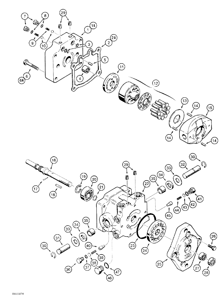 Схема запчастей Case 60 - (06-010) - VARIABLE DISPLACEMENT PUMP 