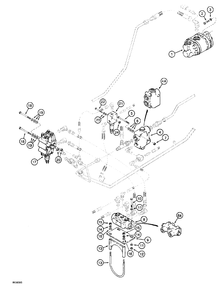 Схема запчастей Case 760 - (05-008) - STEERING CIRCUIT VALVES, PUMP, AND MOUNTING (41) - STEERING