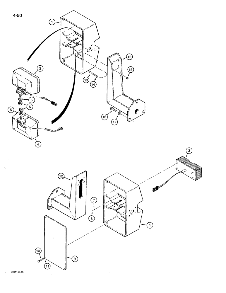 Схема запчастей Case 621 - (4-50) - FRONT LAMP MOUNTING (04) - ELECTRICAL SYSTEMS