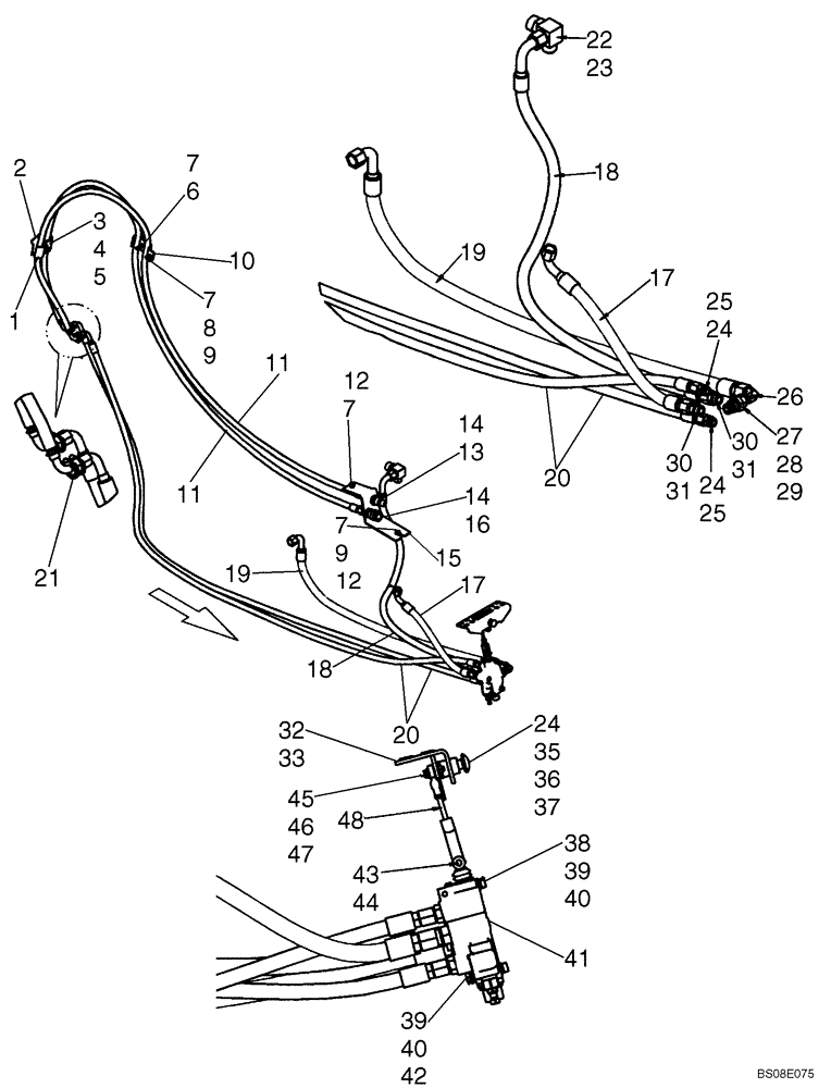 Схема запчастей Case 445 - (08-08) - HYDRAULICS - SECONDARY FRONT AUXILIARY (08) - HYDRAULICS