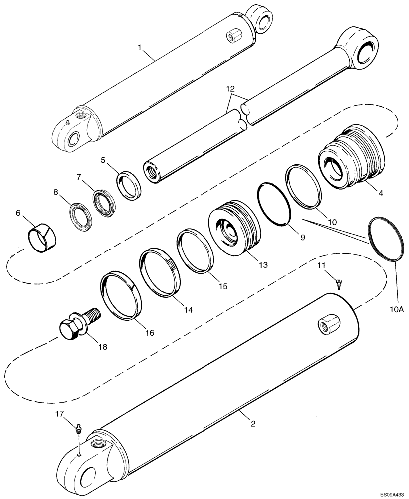 Схема запчастей Case 580M - (08-61) - CYLINDER ASSY - BACKHOE STABILIZER (08) - HYDRAULICS