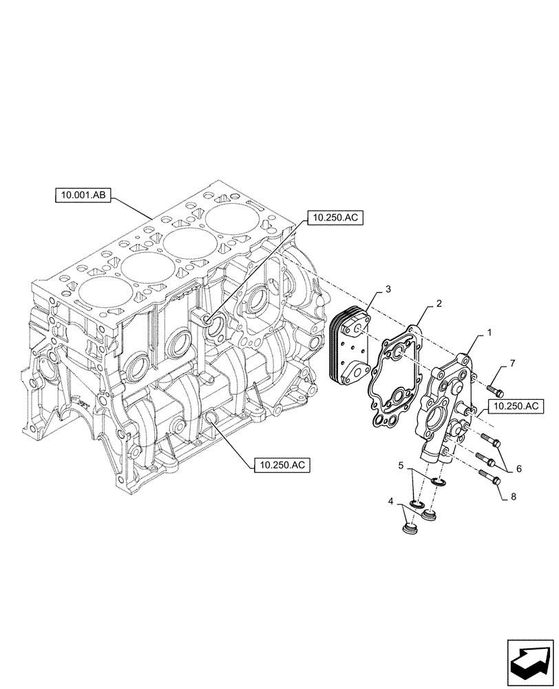 Схема запчастей Case F5CE5454B A005 - (10.408.AC) - HEAT EXCHANGER (10) - ENGINE