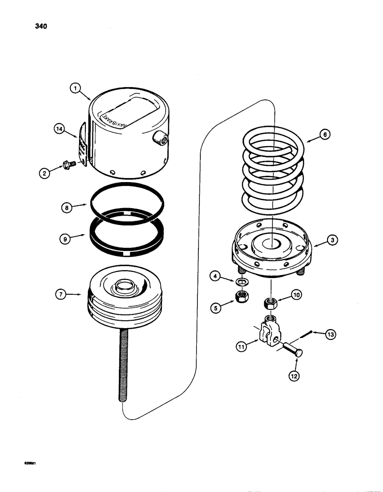 Схема запчастей Case W24C - (340) - L61187 PARKING BRAKE ACTUATOR (07) - BRAKES