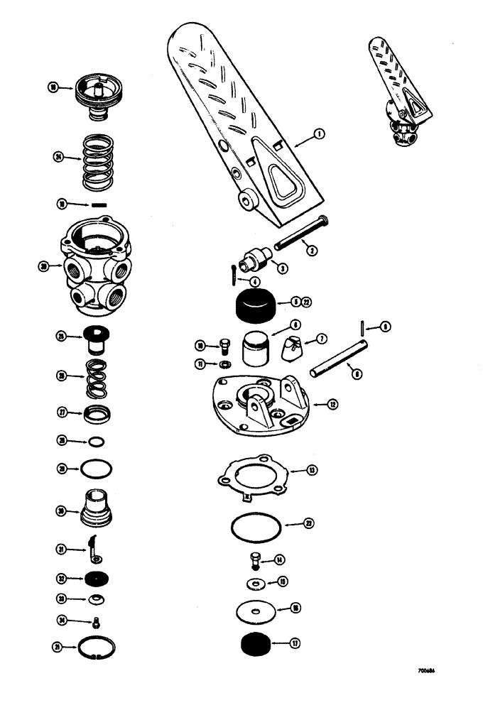 Схема запчастей Case W20 - (194) - BRAKE SYSTEM L44173 TREADLE AND BRAKE VALVE (07) - BRAKES