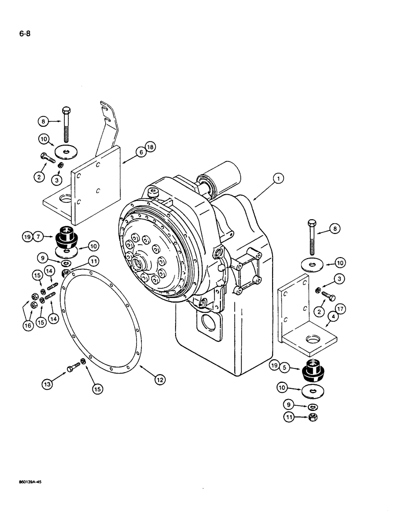 Схема запчастей Case W14B - (6-08) - TRANSMISSION AND TRANSMISSION MOUNTS (06) - POWER TRAIN