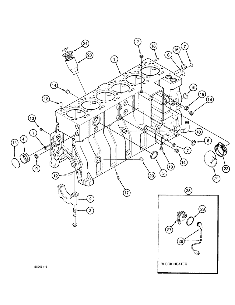 Схема запчастей Case 1155E - (2-064) - CYLINDER BLOCK, 6T-830 ENGINE, TWELVE PISTON COOLING NOZZLES ENG SN 44487830 THRU 44706125 (02) - ENGINE