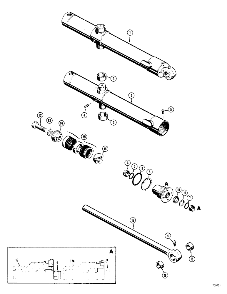 Схема запчастей Case 310G - (262) - LOADER DUMP CYLINDERS, USES SPLIT SNAP IN OUTER ROD WIPER (07) - HYDRAULIC SYSTEM