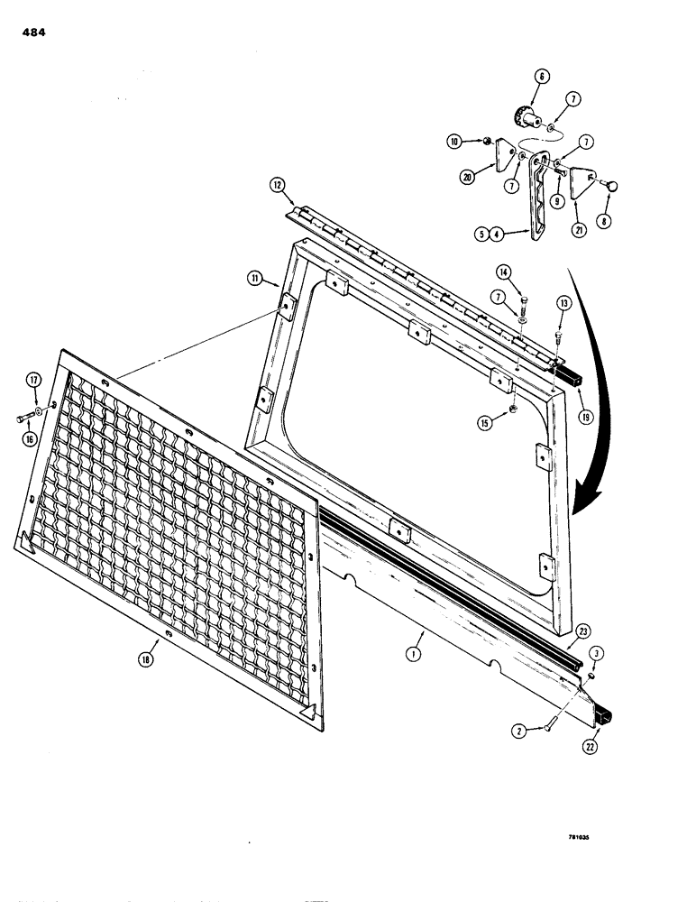 Схема запчастей Case 1150B - (484) - CAB, REAR PANEL, SCREEN AND REAR CROSSMEMBER (05) - UPPERSTRUCTURE CHASSIS