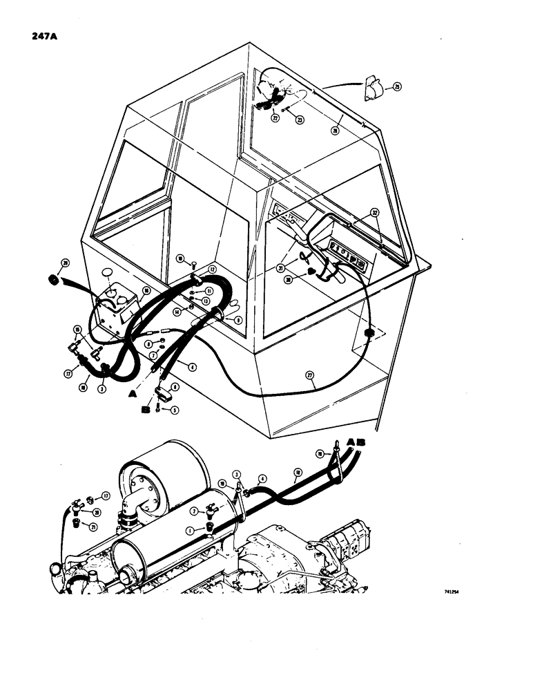 Схема запчастей Case W18 - (247A) - CAB HEATER AND DEFROSTER, TRACTOR SN. 9115403 AND AFTER (09) - CHASSIS