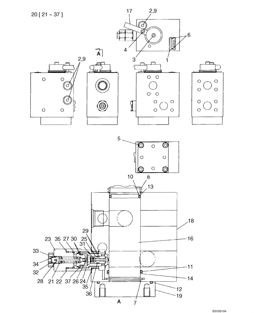 Схема запчастей Case CX225SR - (08-67) - VALVE ASSY, RELIEF - FLOW CONTROL (08) - HYDRAULICS