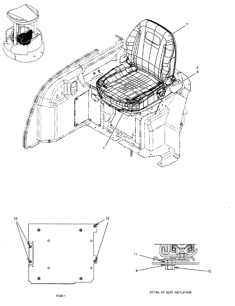 Схема запчастей Case CX27B PV13 - (01-062) - SEAT INSTAL (05) - SUPERSTRUCTURE