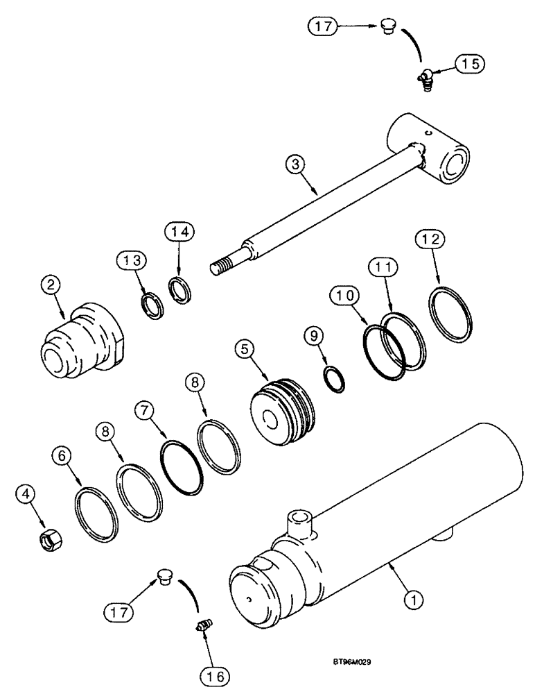 Схема запчастей Case 1825B - (8-20) - CYLINDER ASSEMBLY, LOADER BUCKET (08) - HYDRAULICS