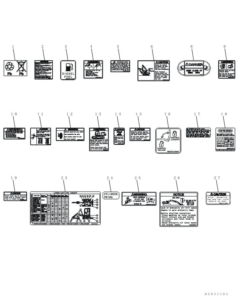 Схема запчастей Case CX36B - (950-29[1&2]) - DECALS (90) - PLATFORM, CAB, BODYWORK AND DECALS