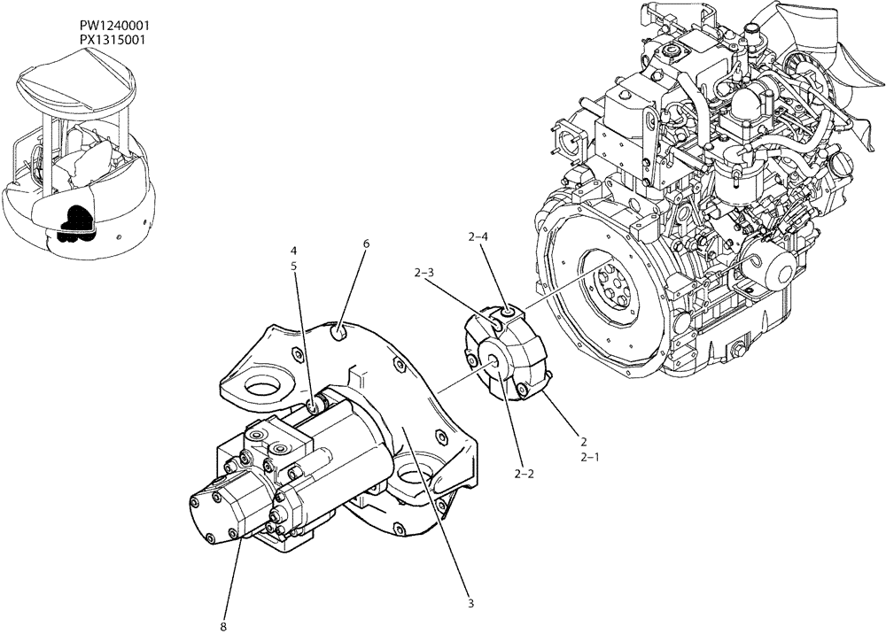 Схема запчастей Case CX36B - (05-006) - POWER TAKE-OFF ASSY (COOLER) (35) - HYDRAULIC SYSTEMS