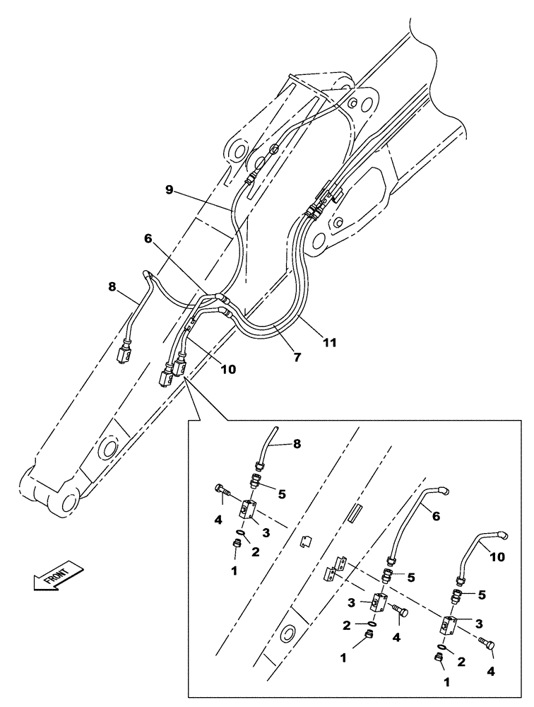 Схема запчастей Case CX210C NLC - (35.737.06) - HYD. LINE - DIPPER - LOW FLOW (35) - HYDRAULIC SYSTEMS