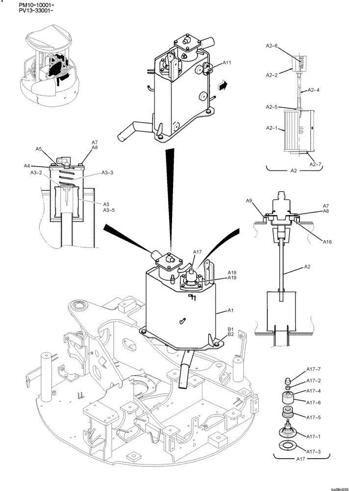 Схема запчастей Case CX27B PV13 - (01-015) - TANK ASSEMBLY HYD (NIBBLER & BREAKER) (05) - SUPERSTRUCTURE