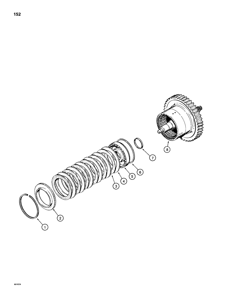 Схема запчастей Case 680H - (152) - TRANSMISSION THIRD CLUTCH SHAFT AND DRUM ASSEMBLY (06) - POWER TRAIN